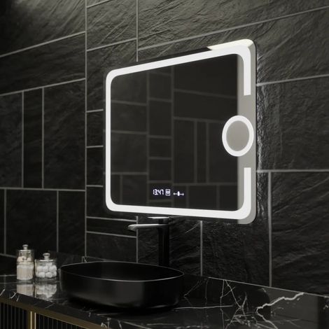 Miroir LED 80x60 Desembuage Thermometre Loupe Cosmetique (1/5)