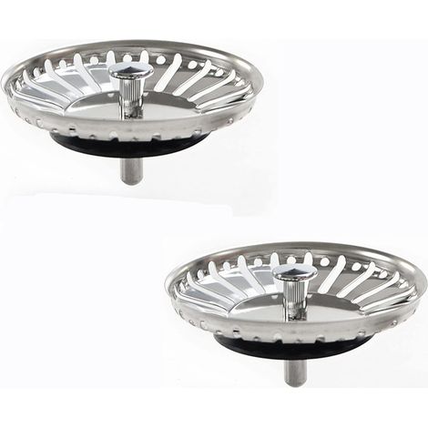 Bouchon Evier Cuisine Filtre de Lavabo de Salle de Bain en InoxydableBouchon d'évier Universel 2 pcs 84mm Acier Inoxydable (1/5)