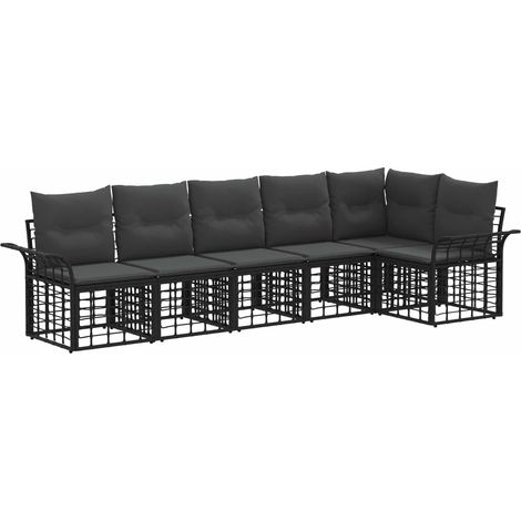 Conjunto de sofás de exterior 6 pcs Negro y Gris oscuro vidaXL (1/5)