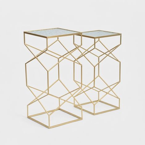 TABLE GLASSY SET 2 PCS CM 31,5X31,5X68-28X28X64 (1/5)