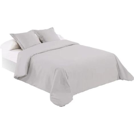 Parure de couette - JUANIO - 240x220 cm - Gris clair - 52% polyester/48% coton - Anti-acarien (1/3)