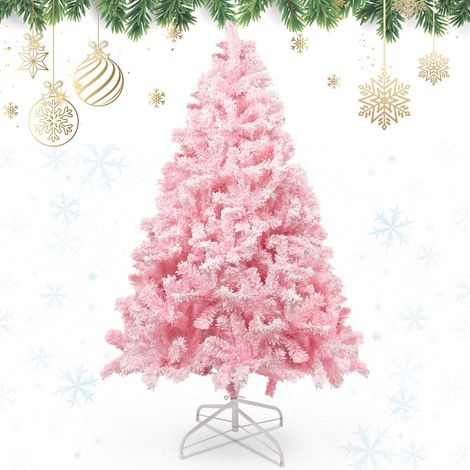 Sapin de Noël Artificiel de 1,5 m, Rose floqué de Neige avec 600 Branches, Sapin de Noël extérieur pour décorations de Noël (1/5)