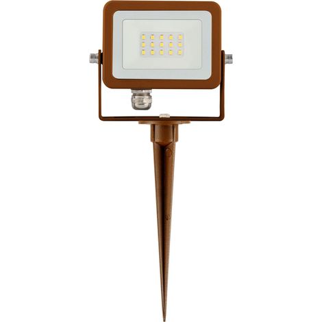 Projecteur LED extérieur Sky 10W avec piquet, optique 115°, température de couleur 3000K, finition Corten verte texturée - Beneito & Faure (1/5)