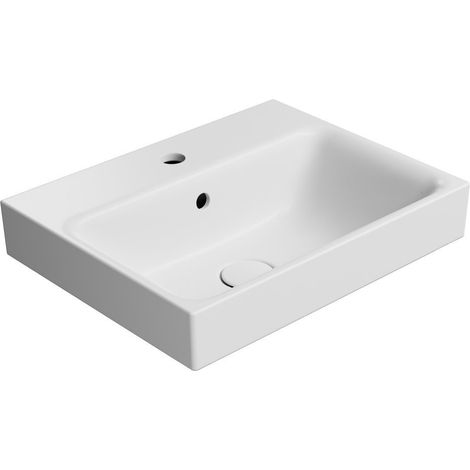 Lavabo en céramique NUBES 50x40cm, blanc mat (1/3)