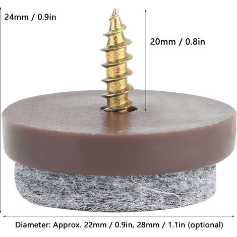 Deslizadores de fieltro para patas de muebles con clavos, 50 unidades, antideslizantes, 22 mm, ABS y acero inoxidable, protectores de suelo para sillas, mesas y sofás. (1/5)