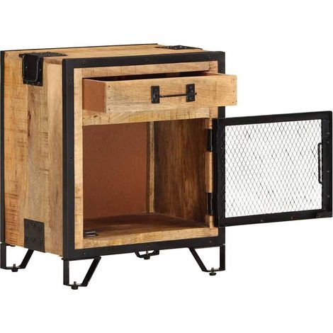 vidaXL Mesita de noche madera maciza de mango sin tratar 43x30x51 cm (1/2)