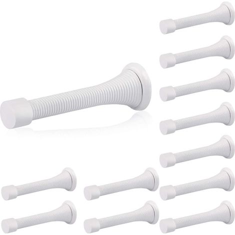 12 Arrêts Porte Métal 85mm, Ressort avec Vis et Plaque Blanche (1/5)