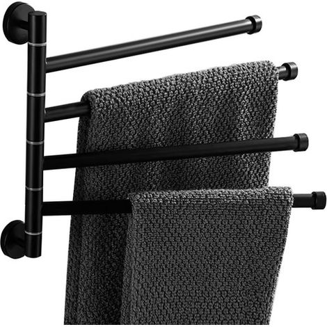 Porte-serviettes pivotant pour salle de bain - Noir (1/5)