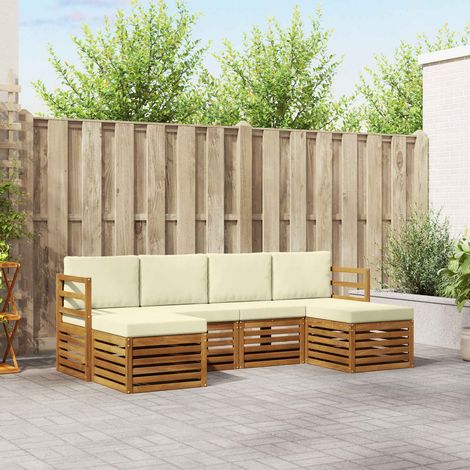 Sofagarnituren 6 pcs Natur und Creme Massivholz Akazie (1/5)