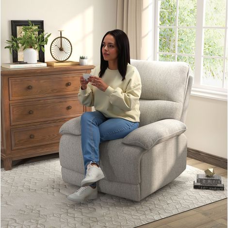 Poltrona relax 89x98x101 cm grigio chiaro in poliestere con reclinazione manuale e poggiapiedi (1/5)