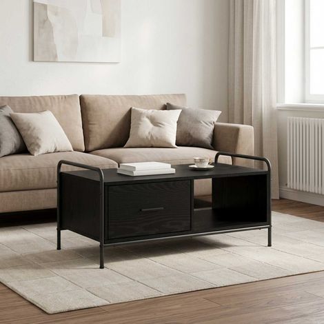 vidaXL Mesa de centro Roble Negro 90 x 49 x 41 cm Madera de ingeniería (1/5)
