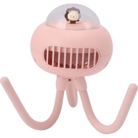 Ventilateur portable pour poussette, petit ventilateur à piles, 4 vitesses, flexible, en forme de pieuvre, sans pales, idéal pour le camping et les voyages. (1/5)