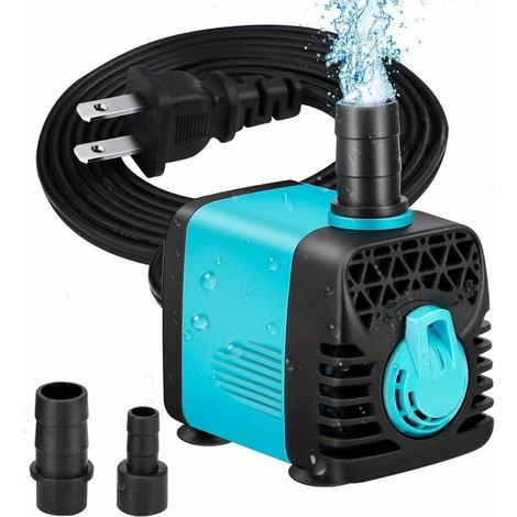 Pompe submersible 600 l/h, petite pompe à eau silencieuse pour aquarium Statuaire hydroponique (10 W, cordon d'alimentation de 1,2 m, 2 buses) (130 GPH),