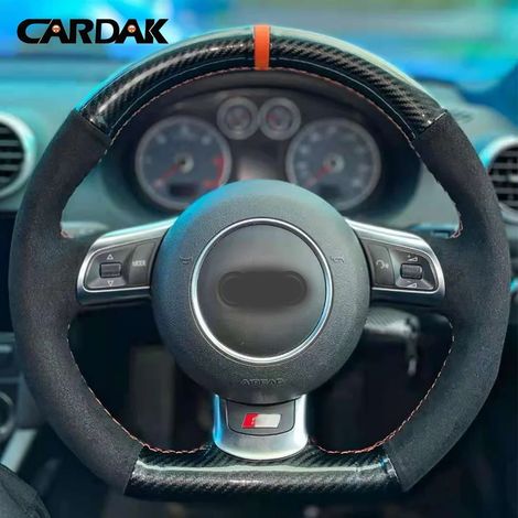 Housse de volant cousue main compatible avec Audi TT TTS (8J) 2006-2013 2014 A3 S3 (8P) Sportback 2008 2009 2010 2011 2012 (1/4)