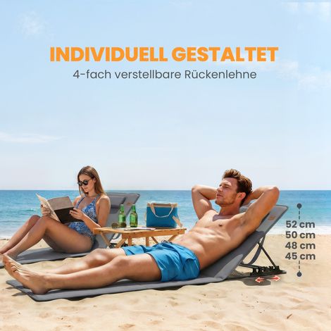 Ensemble de 2 tapis de plage portables et ultra-légers avec dossier ajustable, repose-tête et housse de transport. (1/4)