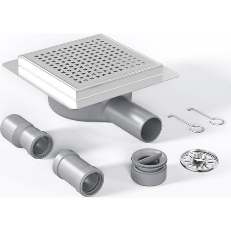 Caniveau de Douche en Acier Inoxydable 360° Siphon, Odeur et Filtre de Cheveux pour Salle de Bain, Extérieur, 15 x 15 cm (1/5)