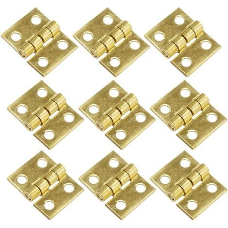 Enowelir 50 pezzi Mini cerniere in ottone per portagioie con viti, 200 pezzi Piccole cerniere per scatole di legno, Mobili in miniatura (1/3)