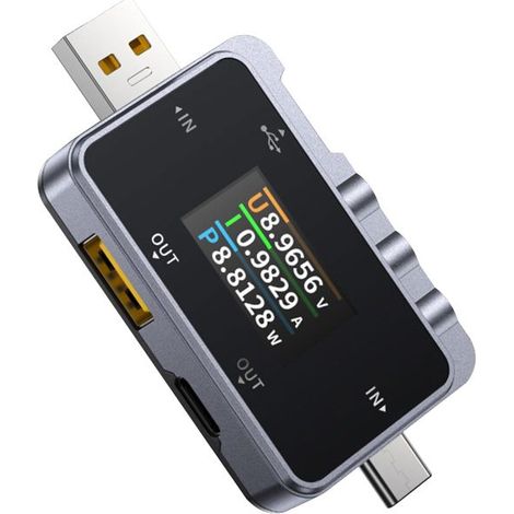 Probador USB FNAC-28, multímetro de 4-24 V, medición de voltaje y corriente, compatible con USB A y C.