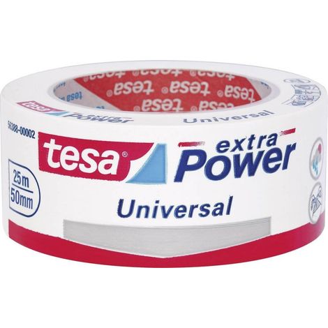 Tesa Extra Power Universale - Nastro Telato per Riparazioni, Fissaggio, Imballaggio, Marcatura e Sigillatura - Bianco - 25 m x 50 mm