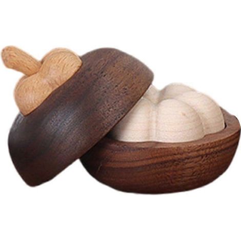 Diffuseur d'huiles essentielles en bois de mangoustan, en forme de mangoustan, pour une décoration intérieure raffinée (cadeau). (1/5)
