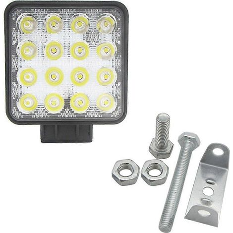 Projecteur LED carré 48 W 6000 K à faisceau concentré pour tracteur, SUV, camion et 4x4 (12 V/24 V). (1/4)