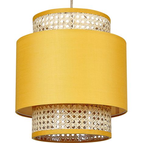 Lámpara de techo de poliéster ratán algodón natural amarillo mostaza 174 cm Boeri