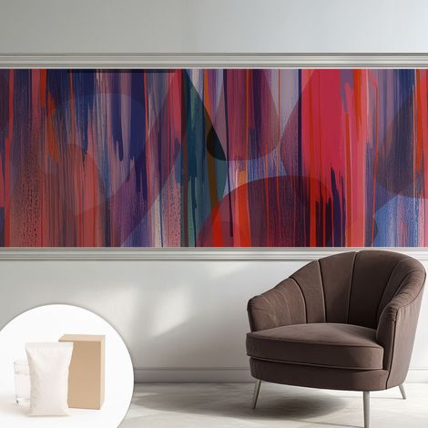 Papier peint intissé mural avec imprimé pour décoration pour salon pour chambre à coucher pour entrée Rayures arc-en-ciel 250x104 cm (1/5)