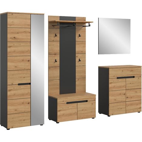 Canu Garderobenmöbel Set C20 Eiche Dekor, grau.