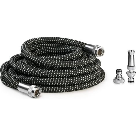 TUBO IRRIGAZIONE GIARDINO ESTENSIBILE 20mt + RACCORDI CROMATI AQUAJET COLORTAP (1/5)