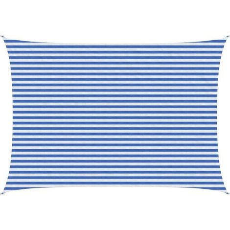 Voile d'ombrage à rayures bleues et blanches, 3,5 x 4,5 mètres, PEHD (1/5)