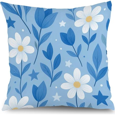 Housse de coussin floral bleu rose jaune, décoration maison,40×40cm (1/5)