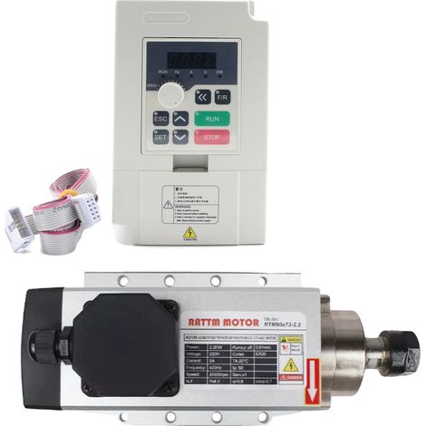 Moteur de broche refroidi par air, 24000 tr/min, 2,2 kW onduleur, Avec Mini VFD (1/2)