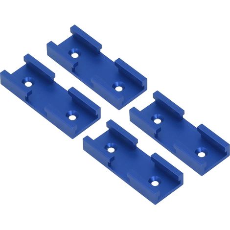 4 conectores en T para riel en aleación de aluminio azul - Accesorios para carpintería compatibles con sistemas de rieles