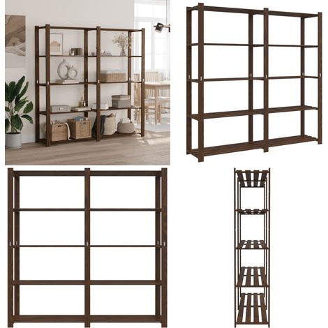 Lagerregal mit 5 Böden Braun 170x38x170 cm Massivholz Kiefer - Holzregal - Regalsystem - Lagerregal - Werkstattregal - Massivholzmöbel - Home & Living (1/5)