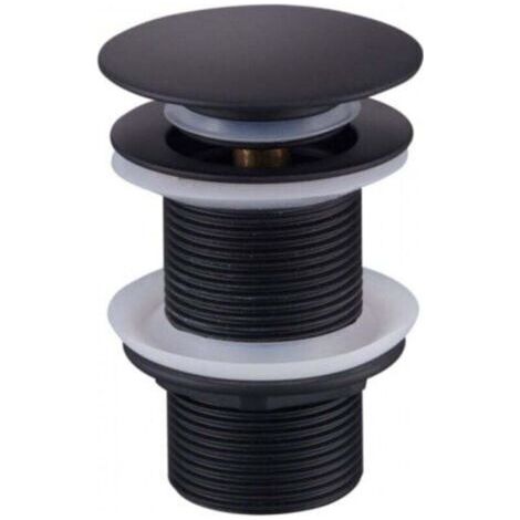 Bonde de Lavabo Noir Sans Trop Plein, Bonde de Lavabo Pop Up Noir Universelle, Bonde de Vidage Sans Trop Plein, Bonde de Vidange Sans Trop Plein, Bonde Pop Up Automatique pour Vasque a Poser (1/4)