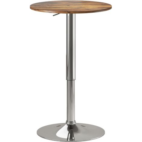 Adjustable Height Round Swivel Bar Table for Kitchen and Cafe,Rustic Brown Finish,360 Degree Rotation,Perfect Pub Style Furniture