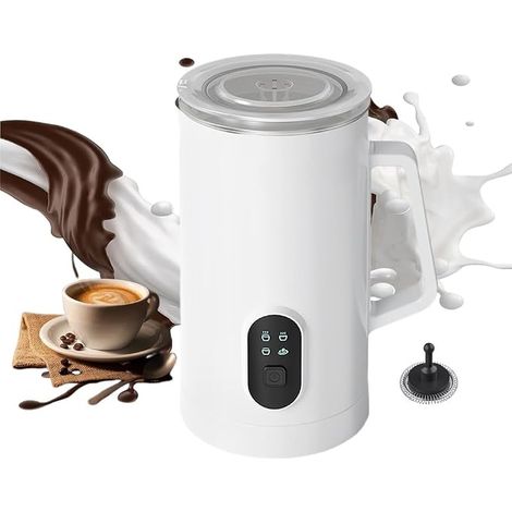 Weißer 4-in-1-Milchaufschäumer mit Heizfunktion, 580 ml/29 oz, für heißen und kalten Kaffee, Latte, Cappuccino, Macchiato, 1 Stück (1/5)