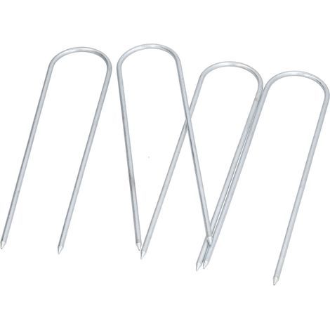 Ensemble de 4 piquets en forme de U pour fixer les pelouses, les tentes et les trampolines, piquets pour tapis de plantation 3D, forme ronde et pointue.