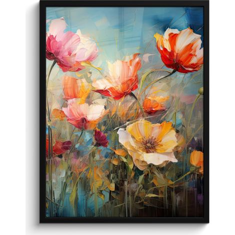 AFFICHE ENCADRÉE Fleurs - Aquarelle - Art - Botanique - Nature Tableau Décoration Murale 60x80 (1/5)