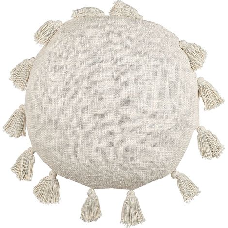 Cuscino rotondo cotone cuscino decorativo nappe beige 45 cm Madia