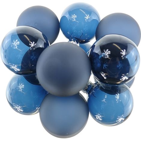Christbaumkugeln Nachtblau 3 x transparent & 3 x matt Ø 6 cm aus Glas - 6er Set (1/2)