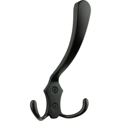 Eleganti appendiabiti in metallo nero opaco con tre punti di aggancio: un pratico organizer per asciugamani e accappatoi che si adatta a qualsiasi arredamento. (1/4)
