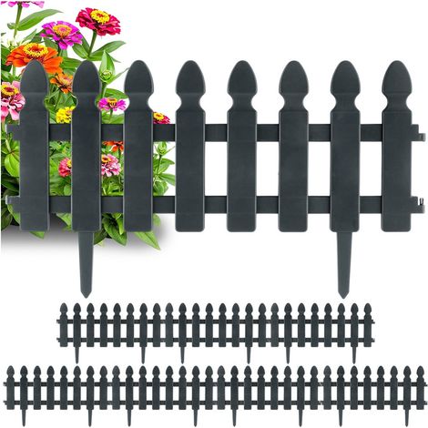 8x Valla de jardín gris, borde de césped tipo palisada, 392 cm (1/5)