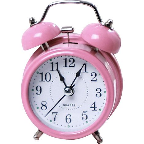 Réveil analogique double cloche 7,6cm, rétroéclairé, à piles, sonnerie puissante pour gros dormeurs, rose (1/5)