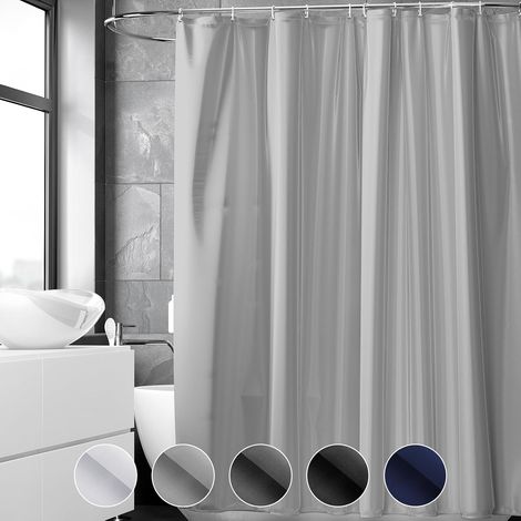 Rideau Douche, Rideau de Douche 240x200 cm, Lavable en Machine avec 16 Crochets, Imperméable, Anti Moisissure, Tissu Polyester Rideaux de Baignoire pour Salle de Bains Gris (1/5)