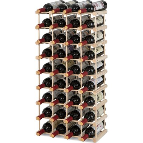 Casier à vin 36 bouteilles en bois massif naturel, modulable et empilable, assemblage sans vis, pour cave, cuisine et buanderie (1/5)