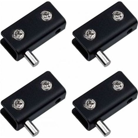 Lot de 4 charnières pivotantes, sans cadre pour porte en verre - Noir - Clips de porte en verre en acier inoxydable avec broche réglable - Kit de remplacement pour porte en verre de 5 à 7 mm (1/5)