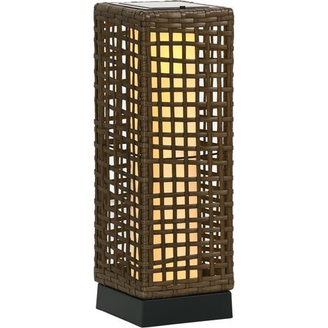 Lampadaire solaire extérieur en résine tressée lampadaire sans fil rechargeable capteur de lumière 15,5 x 15,5 x 46 cm (1/5)