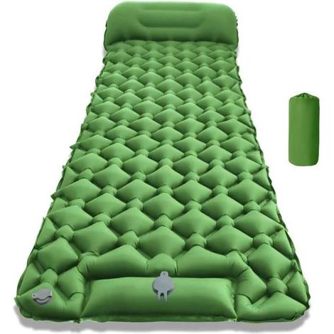 Matelas de Camping Autogonflant, Tapis de Sol Pneumatique avec Pompe à Pied，Oreiller, Boutons sur Le côté pour Le Patchwork pour Tente, Randonnée