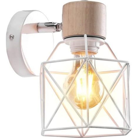 Lampe de chevet pour chambre à coucher - convient pour le salon, la chambre, la véranda, etc. - 1 pièce, blanche, avec source lumineuse (1/5)